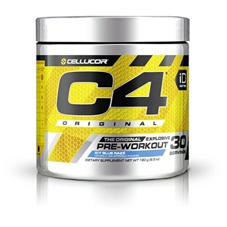 Suplemento Cellucor C4 Pre-Entrenamiento con nitrato de creatina y beta alanina azul helado Razz 30 Conde