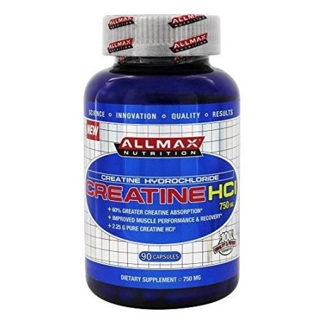 ALLMAX creatina HCl Suplemento dietético para hombres y mujeres 750 mg 90 Conteo