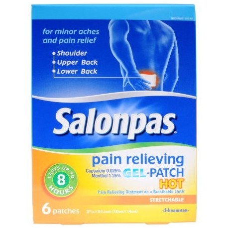 Paquete de 2 Salonpas para aliviar el dolor Gel-Patch caliente 6CT