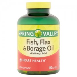 Spring Valley pescado lino y aceite de borraja Cápsulas suplemento dietético 120 ct