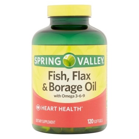 Spring Valley pescado lino y aceite de borraja Cápsulas suplemento dietético 120 ct