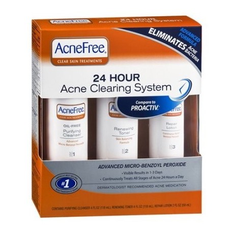 AcneFree 24 horas Sistema de limpieza de acné tóner y loción Kit - 10 Oz paquete de 2