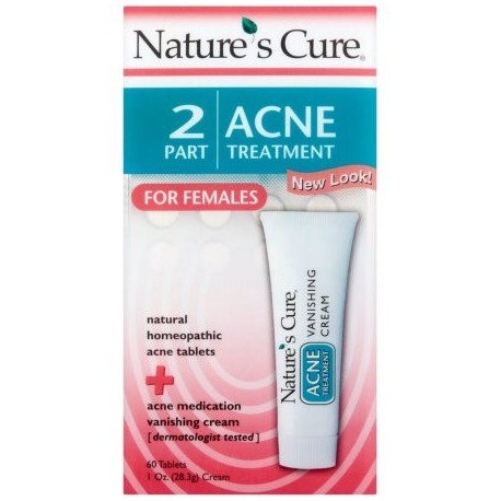 6 Pack - Nature's Cure 2 Part Acne Treatment for Females 60 tablets 1 oz Cream