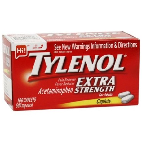 TYLENOL Extra Strength Analgésico y reductor de la fiebre 500 mg Caplets 100 ea (paquete de 6)
