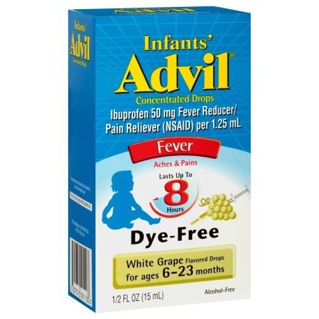 Infants' Advil gotas concentradas reductor de la fiebre - Analgésico (Ibuprofen) en sin colorantes Sabor de uva blanca 50 mg 05