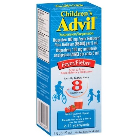 Advil ® suspensión líquida infantil reductor de la fiebre - Analgésico (Ibuprofen) en sabor de la fruta 100 mg 4 fl. onz. C