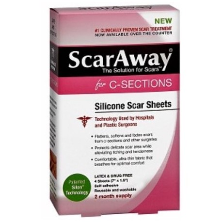 ScarAway para C-Secciones silicona Scar Hojas 4 ea (Pack de 3)