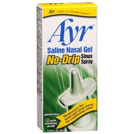 Ayr Saline Nasal Gel No-Drip Sinus spray 075 oz (paquete de 6)