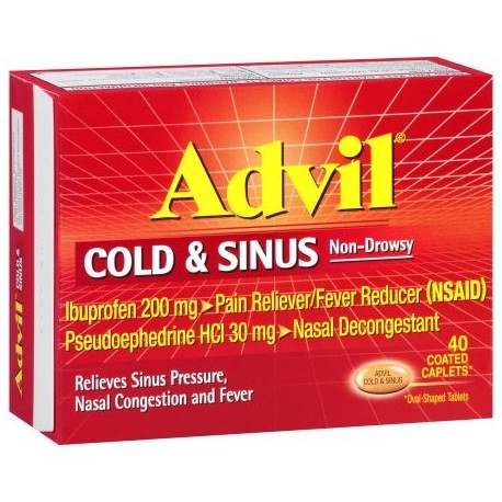 Advil ® Cold -amp- Sinus no causa somnolencia analgésico - antipirético y descongestionantes cápsulas recubiertas Box 40 ct