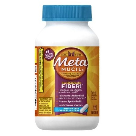 Meta Mucil 4 en 1 MultiHealth fibra- Cápsulas fibra de psyllium - Calcio 120 recuento