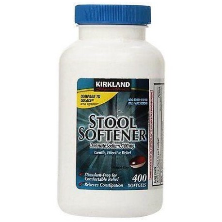 Kirkland Suavizante de Deposición docusato estreñimiento Colace 100mg 1 botella de gel blando 400