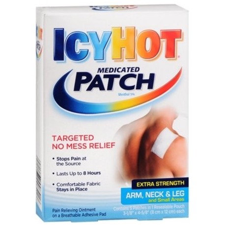 Icy Hot parches medicados Fuerza Extra Pequeño (brazo cuello piernas) 5 cada uno (Pack de 3)