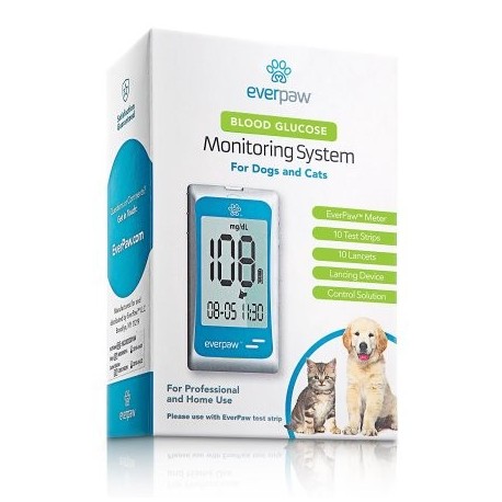 EverPaw Sistema de monitoreo de glucosa en sangre Diabetes para las pruebas de mascotas en perros y gatos Starter Kit Completo