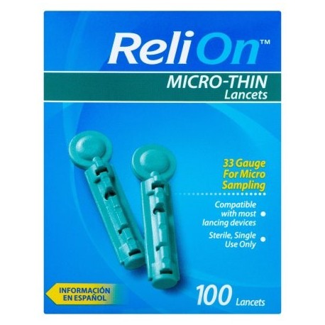 ReliOn Las lancetas micro-fina 33G 100 Ct