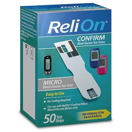 ReliOn Confirmar - Strips Micro prueba de glucosa 50 Ct