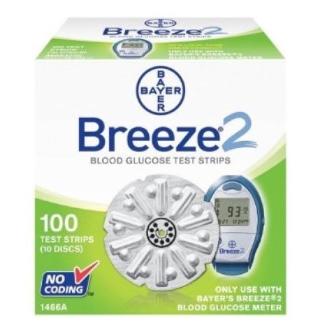 Bayer Breeze 2 de prueba de glucosa en sangre de las tiras 50 conde-6 Pack