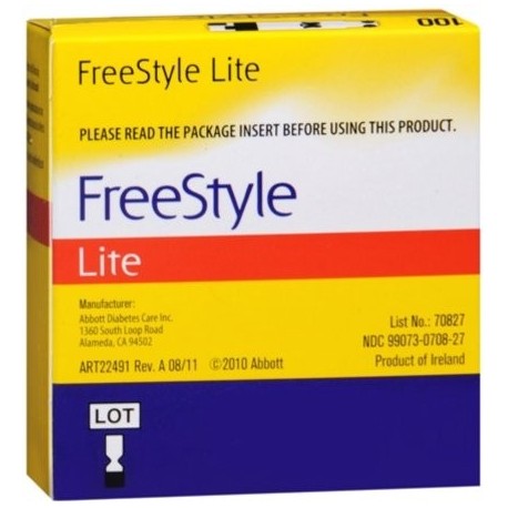 Freestyle Lite de prueba de glucosa en sangre de las tiras 100 Cada (paquete de 6)