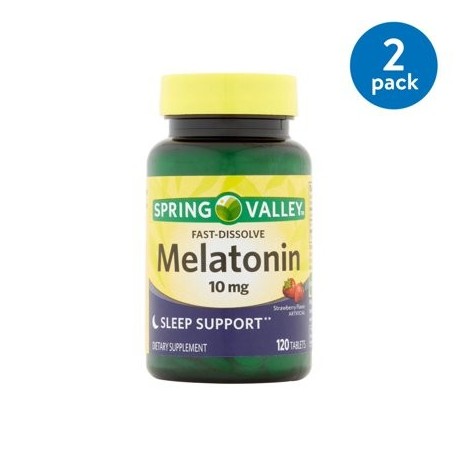 (2 Pack) Spring Valley melatonina Fast Disolver Tablets 10 mg 120 Ct