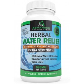 HERBAL WATER RELIEF DIURETIC PILLS WITH DANDELION AND POTASSIUM 60 CAPS