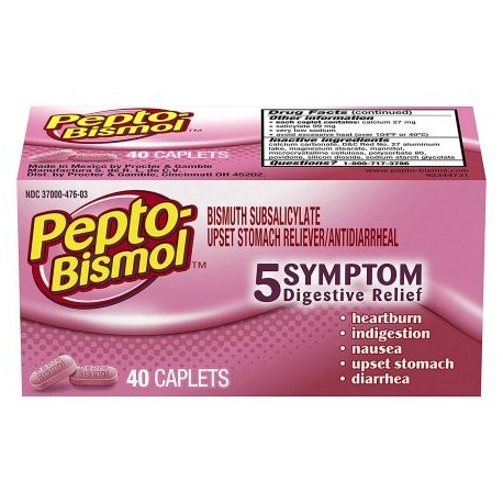 Bismol 5 Síntoma digestivo Alivio de Medicina malestar estomacal y diarrea Alivio 40 Capsulas (Pack de 3) buque de EE.UU. marca