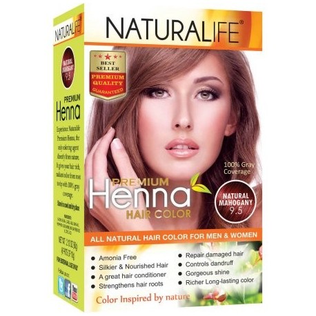 Naturalife Henna Natural Color de cabello para hombres y mujeres Caoba Natural 95