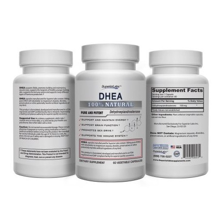  1 Por DHEA Superior Labs - 100 mg 60 cápsulas vegetales 100% Natural - Hecho en EE.UU. garantía 100% de devolución de dinero