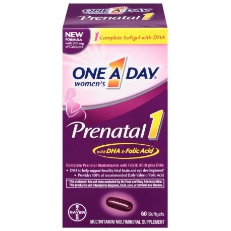 One-A-Day Prenatal 1 con DHA y ácido fólico Softgels 60 ea (Pack de 2)