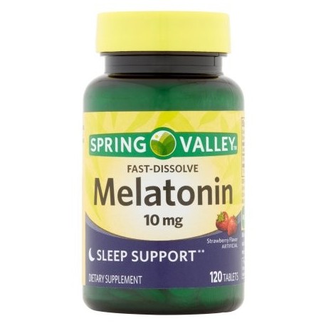 Spring Valley sabor a fresa Rápido Disolver melatonina dietético suplemento tablillas 10 mg 120 recuento