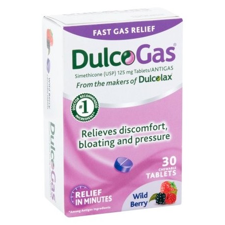 Dulcogas Wild Berry Tabletas Masticables 30ct la simeticona (USP) 125 mg comprimidos - Antigas